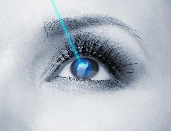 Tech/laser overlay on an eye